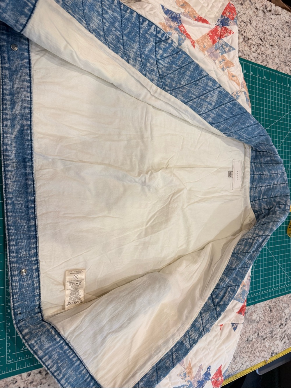 BLANKNYC Quilted Patchwork Jacket S Floral Denim Trim Cottagecore - Picture 4 of 9
